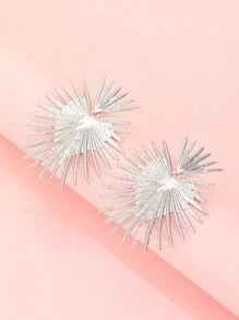1 对个性化西式、复古、夸张、简约、心形、流苏耳环，适合女性日常佩戴、宴会、派对和作为节日礼物 - 銀色 - 查看 2