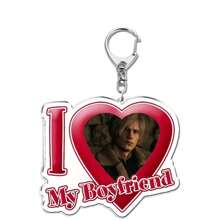 创意我爱我的男朋友心形亚克力钥匙扣吊坠游戏里昂幽灵BF钥匙圈钥匙扣包包吊坠饰品礼物情人节情人车饰包包挂件背包学校字母可爱哥特Y2K - 無色 - 查看 2
