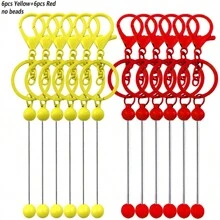 Mixed Beaded Keychain With Steel Blank Metallic Alloy Beads, Detachable Beaded Pendants For Handmade Jewelry Crafts - One Size - View 14