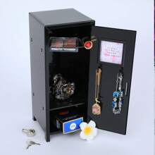 Mini Locker With Lock & Keys, Metal Small Locker Cabinet For Desktop Lockbox, Doll Clothes Storage Compartment Organizer, Money Safe And Cash Lock Box - Multicolor - View 6