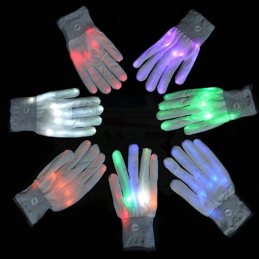 Halloween LED Light-Up Gloves For Bar Club Party Role Playing Props, Easter Mask Accessories, Shiny Gloves - Multicolor - View 1