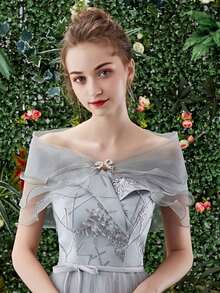 女士一片式透明綢緞純色圍巾，用於配飾服裝裝飾的披肩 - A - 查看 11