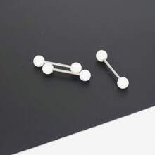8pcs Acrylic Tongue Rings Simple & Fashionable Piercing Jewelry In White Color - White - View 3