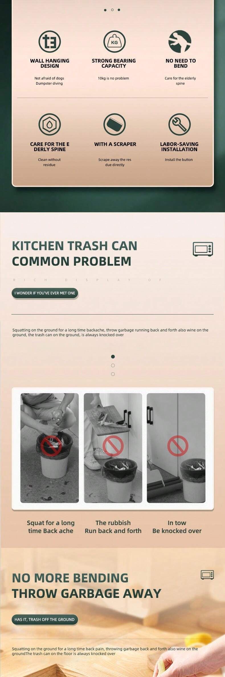 WallMounted Foldable Garbage Can, Kitchen Waste Bin, Household Hanging