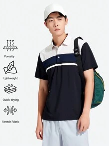 TECTOP Boyfriend Style Men Polo Shirt Short Sleeve Golf Moisture-Wicking Quick Dry Performance Golf Shirt 3-Button Tops Tennis Fitness Leisure Outdoor Sports