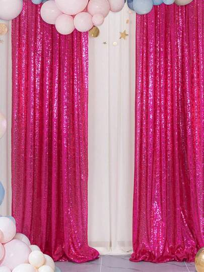 1 件 60*240 厘米玫瑰红亮片背景帘，派对背景布，家居房间背景帘，生日派对，婴儿派对，婚礼派对墙面装饰