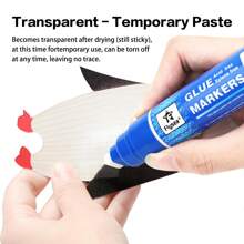 4 种尺寸透明胶水笔，单支双面胶笔，适合艺术家、手工艺人、剪贴簿、卡片制作、闪光、植绒、遮蔽等，非常适合学校、家庭办公室、艺术与手工艺返校 - 無色 - 查看 8