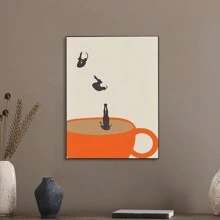 1張畫布海報，咖啡喝法復古繪畫藝術極簡時尚廚房海報畫布印刷有趣的壁畫，適用於客廳、餐廳、宿舍房間、現代家飾，無框 - 杏色 - 查看 2