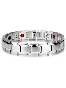 1pc Customized Modular Stainless Steel Adjustable Tennis Bracelet, Titanium Steel Magnetic Bracelet, Punk Rock Style Wristband, Unisex Chain Wristlet Suitable For Travel, Cycling, Party, Music Festival, Birthday Gift For Boyfriend, Father