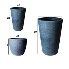 Kit de 3 Vasos de Planta Polietileno Grafiato Coluna cone Para Decoração Jardim e Casa - Azul - Visão 3