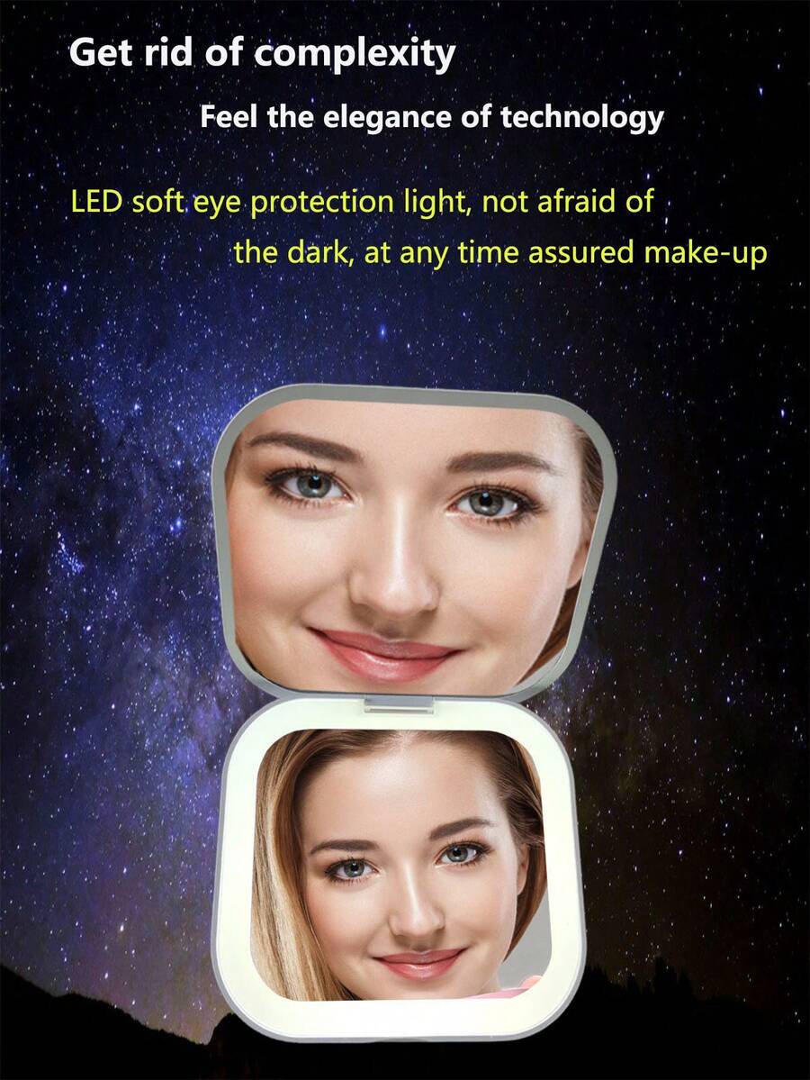 DoubleSided Folding Pink Mirror, Small Folding, Simple Shape