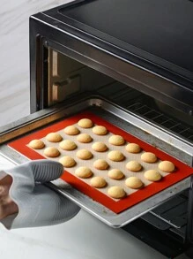 Cippes 2 tấm lót nướng bằng silicon, có thể tái sử dụng, chống dính, thích hợp cho lò nướng, dùng để nướng bánh quy, bánh macaron, bánh mì và bánh ngọt, dễ vệ sinh, kích thước 40 x 30 cm, màu đỏ. - Đỏ - Xem 10