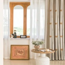 1PC Cartoon Cute Plush Little Bear Curtain For Kids Bedroom Thickened Window Treatment Drapes For Living Room Decoration