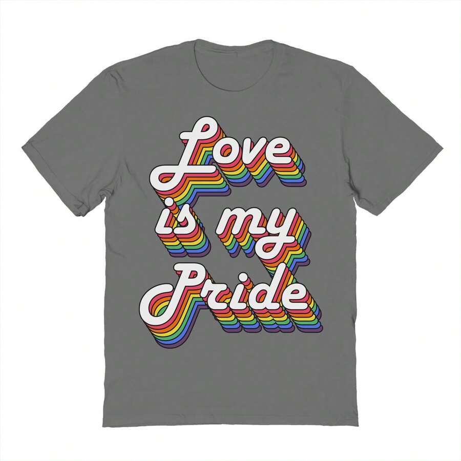Nearly There Love Is My  Graphic Cotton Short Sleeve T-Shirt - 灰色 - 查看 1