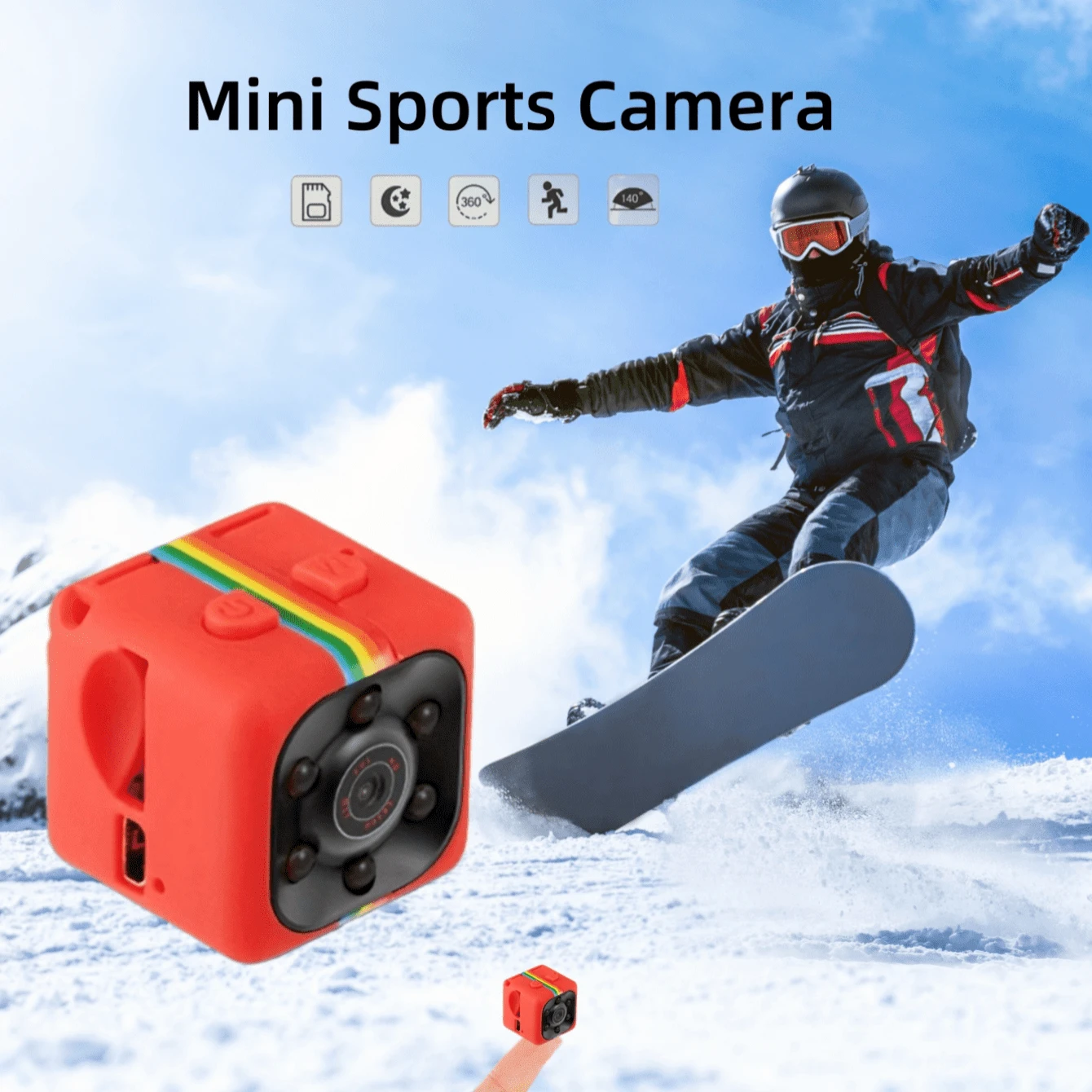 1入組迷你攝影機，紅色Wi-Fi攝像機無線智能高清攝像機家用戶外安全攝像機紅色多功能攝影機WiFi遠程監控1入組家用WiFi監控攝像機戶外高清運動攝像機戶外便攜多功能DV攝像機 - 紅色 - 查看 1