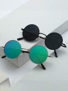 1副复古小圆猫眼时尚眼镜，圆框时尚眼镜，万圣节沙滩配饰，女士眼镜太阳镜，秋冬季女士服装商务休闲装，夏季沙滩度假、户外活动、旅行礼物