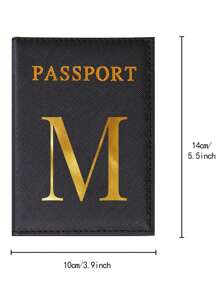 Hot Passport Cover PU Leather Card Case For Women  Initials A To Z Letter Pattern Passport Holder Lovers Men Air Plan Travel Passport Sleeve Business Passport Holder ID Cover Unisex Card Slim Passport RFID Card Case Cover Travel Accessories - Black - View 4