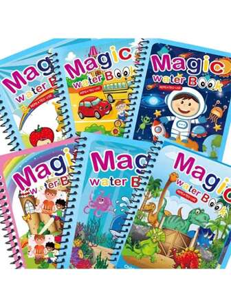 1set Magical Watercolor Painting, Multi Theme, Colorful, Repeatable Coloring Magical Watercolor Painting, Party Gift, Birthday Gift/Some Accessories, Colors, Text, Patterns, Shapes Are All Random