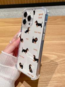 A Transparent, Personalized, Fashionable And Thickened Four-Corner Anti-Drop Dog Printed Phone Case, Compatible With Apple And Samsung Series.