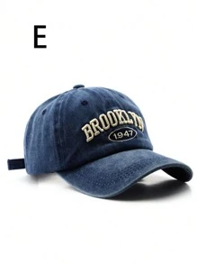 Mũ bóng chày đã giặt BROOKLYN1947 thêu cho nữ, Mũ thông thường chống nắng có thể điều chỉnh ngoài trời, Thích hợp cho du lịch xuân thu và kỳ nghỉ ở bãi biển, Mũ chống nắng nam với phong cách Y2K - Xám - Xem 5