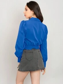 Blusa bonita de moda para mujer unicolor con piedras - Azul - Ver 8