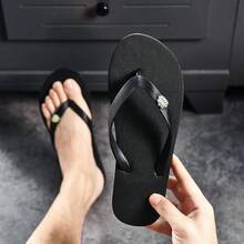 Nam Mùa Hè Hoạt Hình Ếch Trang Trí Đế Mềm Ngoài Trời & Trong Nhà Khi Tắm/Chống Thấm Nước/Chống Trượt/Bền/Có Thể Gập Lại Dép - màu đen - Xem 5