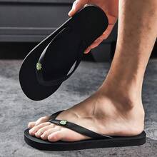 Nam Mùa Hè Hoạt Hình Ếch Trang Trí Đế Mềm Ngoài Trời & Trong Nhà Khi Tắm/Chống Thấm Nước/Chống Trượt/Bền/Có Thể Gập Lại Dép - màu đen - Xem 4