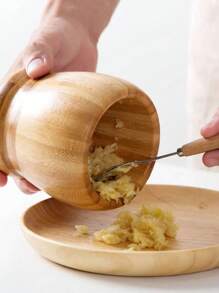 Pilao Bambu Socador Alho Amassar Macerar Tempero Clink Socador De Temperos - Marrom - Visão 5