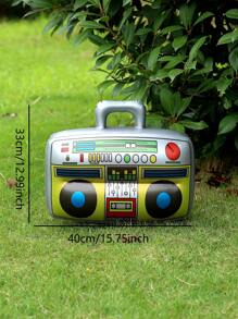 1pc Retro Record Player PVC Inflatable Toy Party Decoration (Receive 6 Microphones With 6 Radio Devices, Random Color For Microphones, 12pcs In Total) - Multicolor - View 4