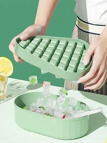 1pc 72-Grid Homemade Ice Cube Tray With Lid And Ice Shovel, Summer Household - Green - View 5