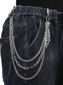 Street 1pc Punk Style Hollow Out Star Decor Pants Chain Women's Multi-Layer Hip-Hop Fashionable Waist Belt Accessory Halloween Summer, School Fall, Autumn, Halloween