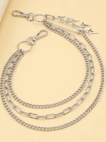 Street 1pc Punk Style Hollow Out Star Decor Pants Chain Women's Multi-Layer Hip-Hop Fashionable Waist Belt Accessory Halloween Summer, School Fall, Autumn, Halloween