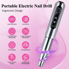 Arousar Electric Nail Drill Cordless, 35000RPM Touchscreen Rechargeable Nail Drill Portable LCD Display Electric Nail File Machine For Professional Manicure Pedicure And Polishing