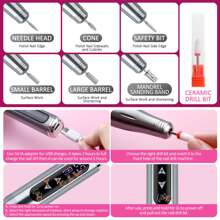 Arousar Electric Nail Drill Cordless, 35000RPM Touchscreen Rechargeable Nail Drill Portable LCD Display Electric Nail File Machine For Professional Manicure Pedicure And Polishing