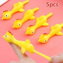 5PCS Tirapugni a lancio di tacchino, divertente fionda elastica pratica di pollo appiccicoso volante dita di uccello giocattolo adesivo, giocattolo divertente e bizzarro - Multicolore - Visualizzare 8
