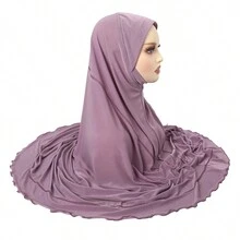 Z.H.A 1pc Solid Color Malaysian Women Headscarf, Muslim Turban Hat Convenient Scarf Hat - Multicolor - View 17