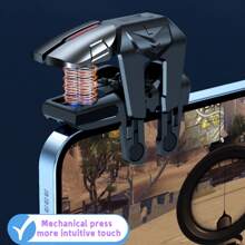 2pcs Black And Red Game Auxiliary Buttons Six-Finger Linkage For Eating Chicken Gamepad Buttons Physical Mechanical Buttons For Mobile Game Without Battery