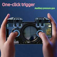 2pcs Black And Red Game Auxiliary Buttons Six-Finger Linkage For Eating Chicken Gamepad Buttons Physical Mechanical Buttons For Mobile Game Without Battery