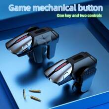 2pcs Black And Red Game Auxiliary Buttons Six-Finger Linkage For Eating Chicken Gamepad Buttons Physical Mechanical Buttons For Mobile Game Without Battery