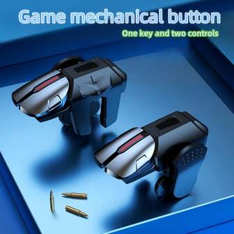 2 buc butoane auxiliare pentru joc negru și roșu Conexiune cu șase degete pentru consumul de pui Butoane Gamepad Butoane mecanice fizice pentru joc mobil fără baterie