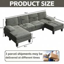 Furmax Modern U-Shape Sectional Sofa, Corduroy Modular Couch, Oversized Sofa With Chaise For Living Room - Green - View 6