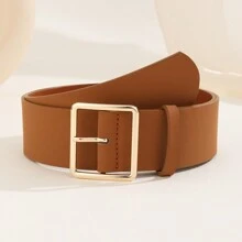 1入組金色太陽象徵3級扣飾皮革皮帶,時尚和多用途適用於長褲 - 駝色 - 查看 9