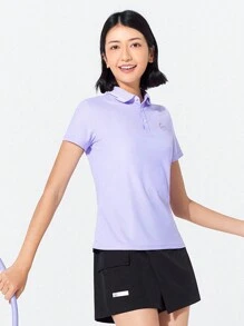 TECTOP Áo thun polo tay ngắn tập luyện mùa hè cho nữ Áo chơi golf khô nhanh 3 nút thấm hút ẩm Áo thun thể thao quần vợt thể dục giải trí - Màu tím - Xem 4