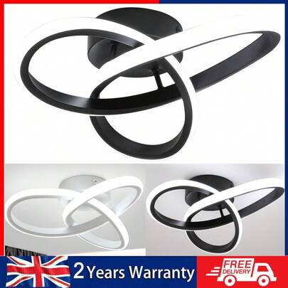 OYAJIA LED Ceiling Light, Modern Ceiling Lamp 24W 1200LM, Indoor Black / White Ceiling Light For Bedroom Kitchen Hallway Office Living Room, Diameter 25cm, 6000K Cool White