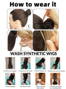 Synthetic Hair Bun Hairpiece Fully Short Ponytail Chignon With Comb Clip Bun Updo Drawstring Bun Synthetic Highlight Hair Pieces Extension For Women - Piano Color - View 10