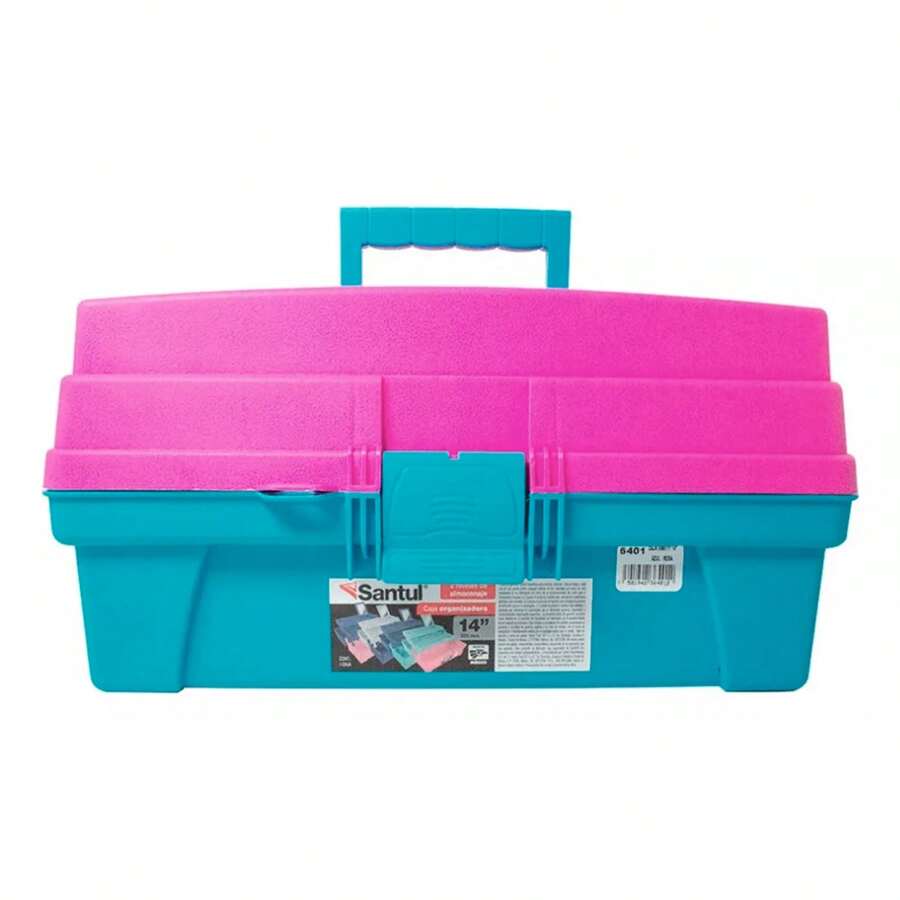 Santul Plastic Tool Box 14 2 Trays Color Pink With Blue - Pink - View 1