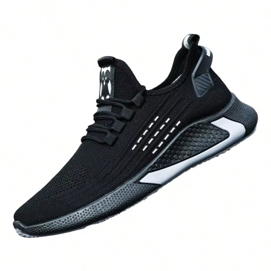 Tenis Para Hombre Con Diseño En Tela - Negro - Ver 1