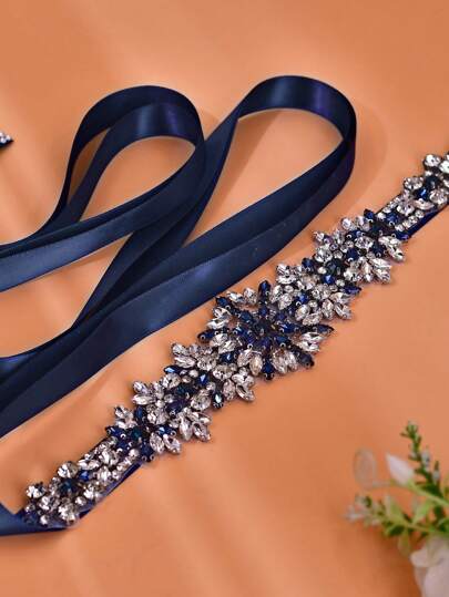 A New Design Women Dress Belt, Navy Blue Rhinestone Wedding Sash, Party Evening Costume Accessory, Girlfriend Gift Halloween
