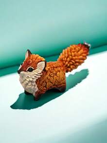 1入迷你圖騰松果狐狸動物聚合物手工藝品裝飾擺件，適用於家居桌面氛圍道具 - 彩色 - 查看 4