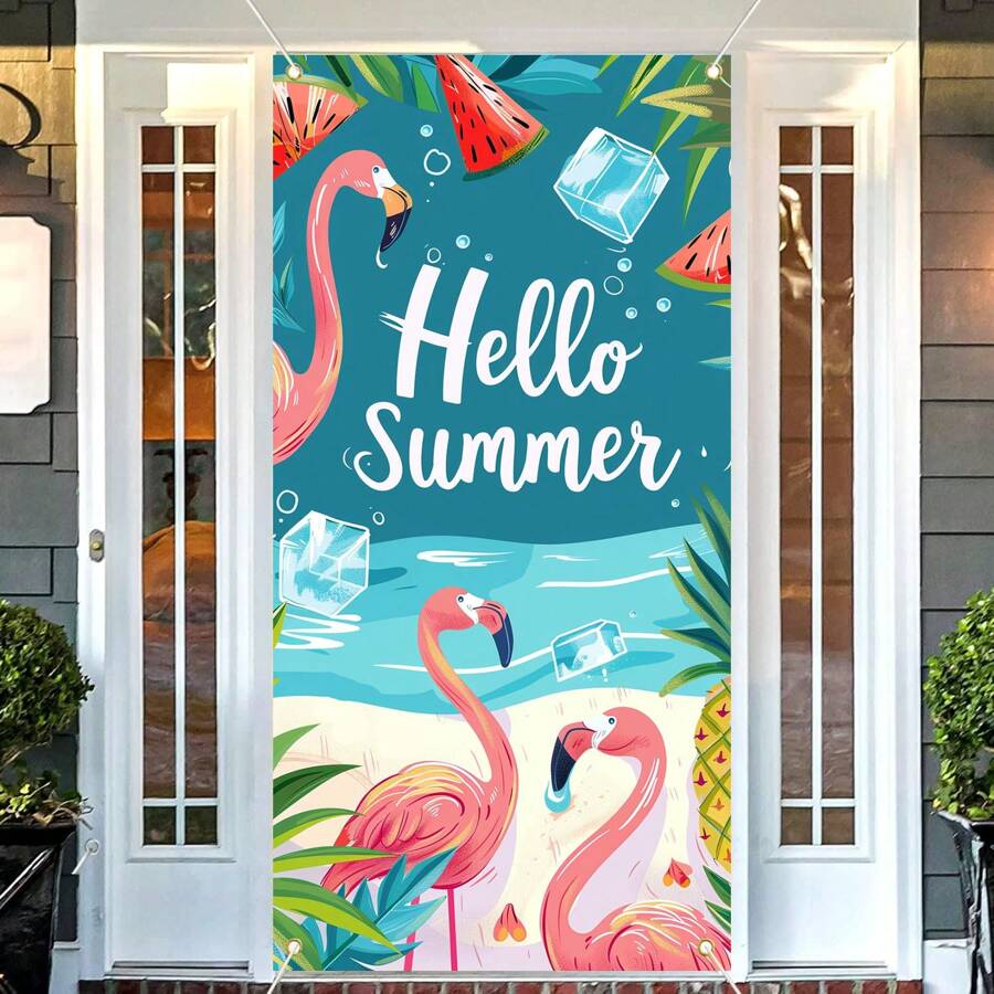 70x35 Inch Hello Summer Door Cover Banner Pink Goose ...